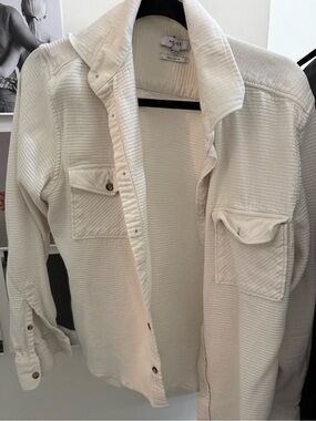 Reiss Cream Textured Button-Down Shirt Jacket